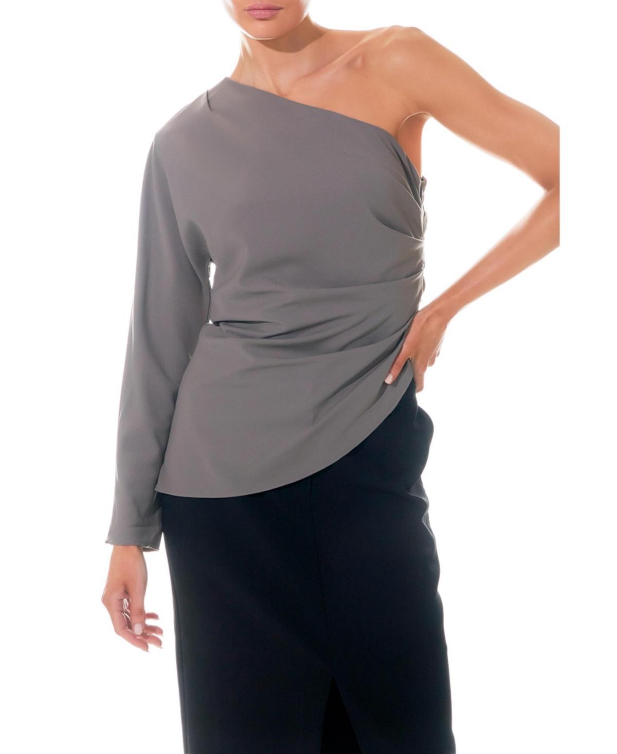 Grey Lab Gathered One-Shoulder Asymmetric Top Product Image