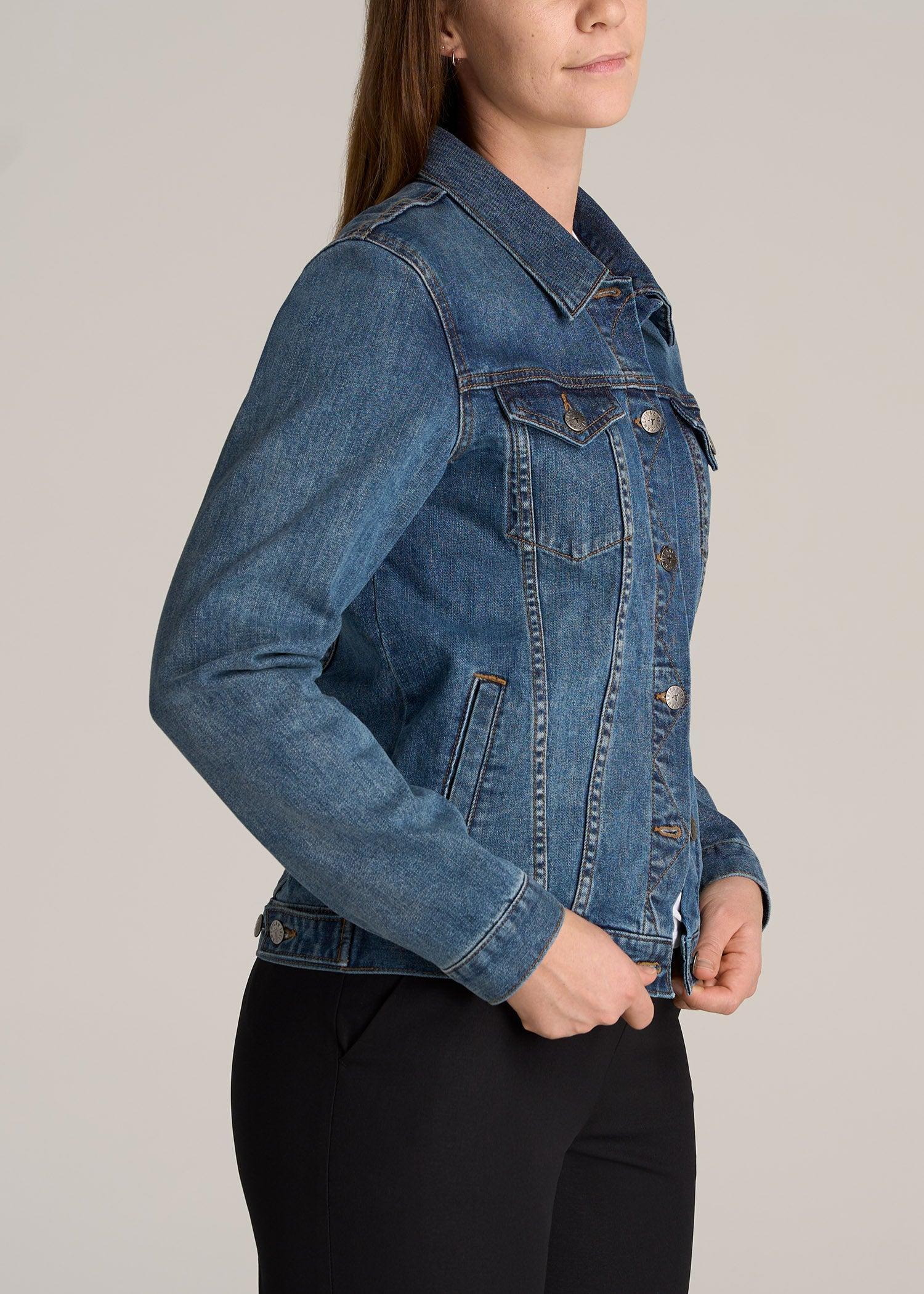 Tall Women's Denim Jacket in Vintage Medium Blue Female Product Image