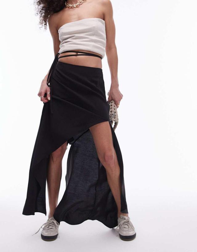 Topshop Handkerchief Hem Asymmetric Skirt in black Product Image