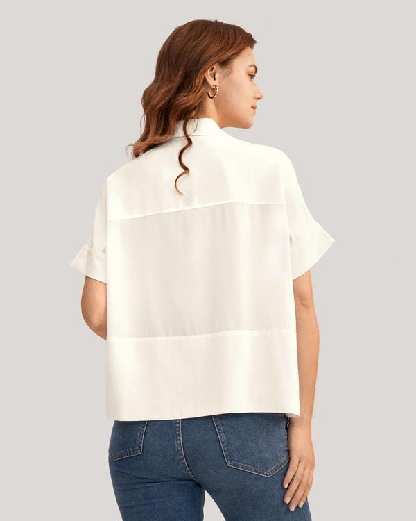 Casual Short Sleeves Loose Silk T-Shirt Product Image