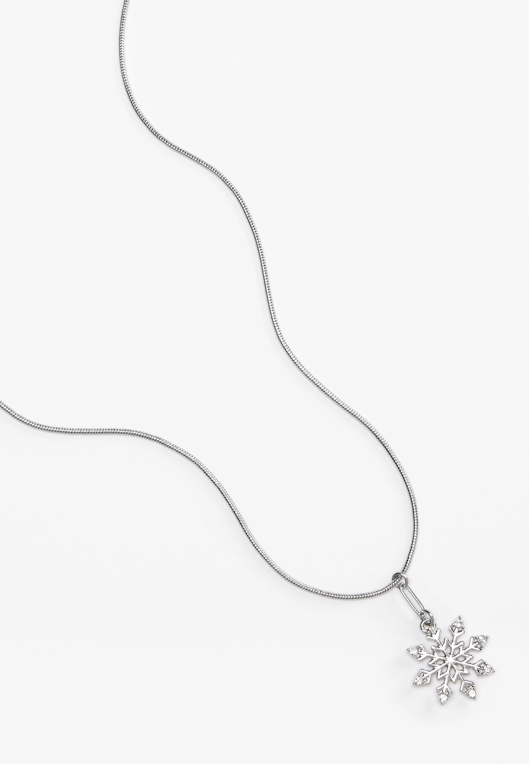 Silver Snowflake Pendant Necklace Product Image