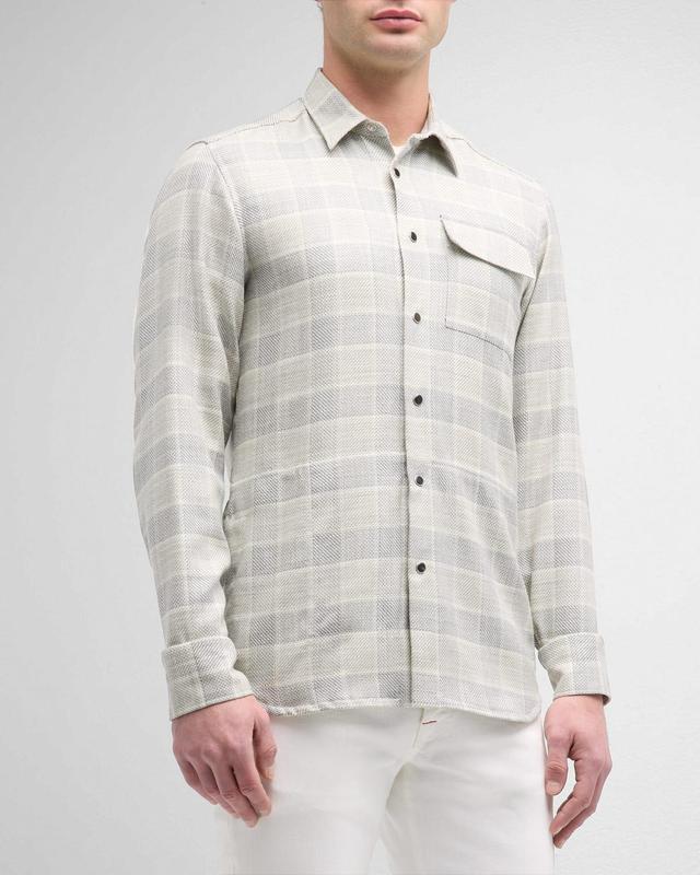 Mens Plaid Snap-Front Overshirt Product Image