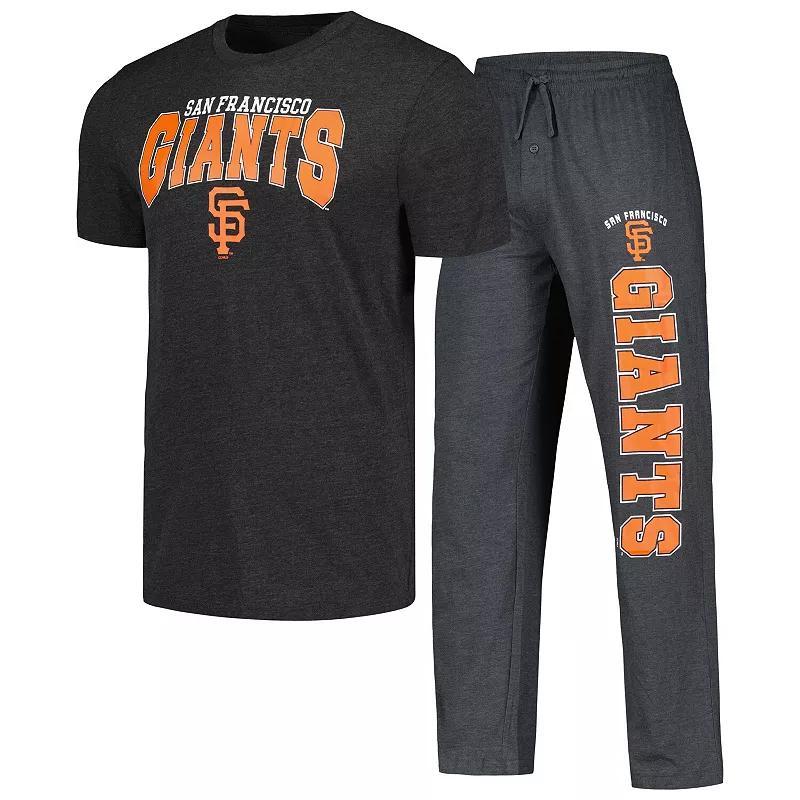 Mens Concepts Sport Charcoal/Black San Francisco Giants Meter T-Shirt & Pants Sleep Set Product Image