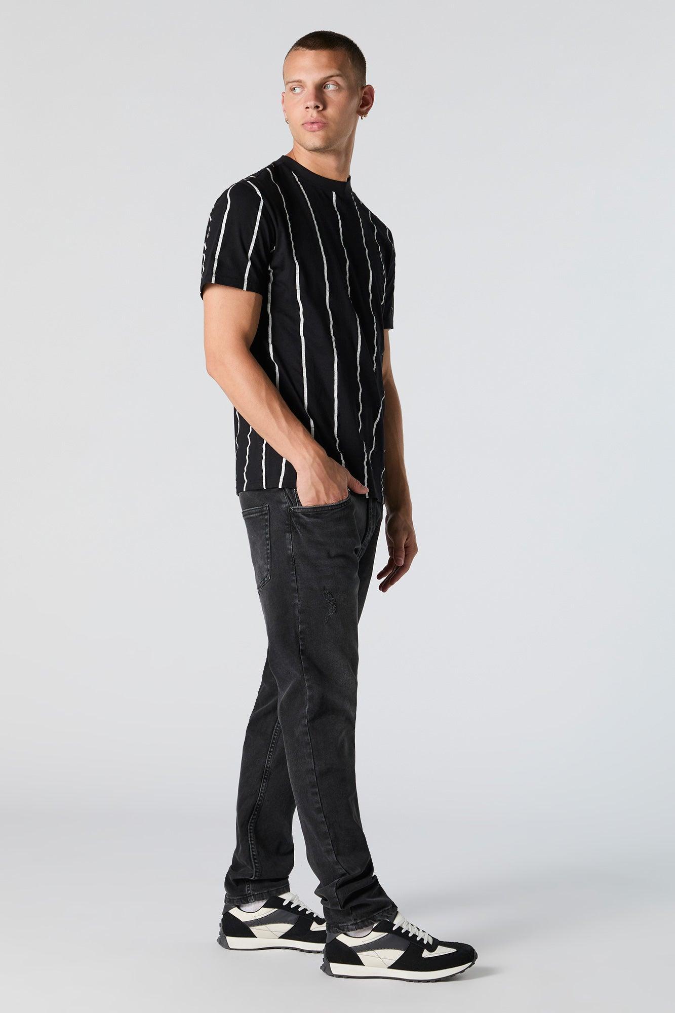 Vertical Striped Crewneck T-Shirt Male Product Image