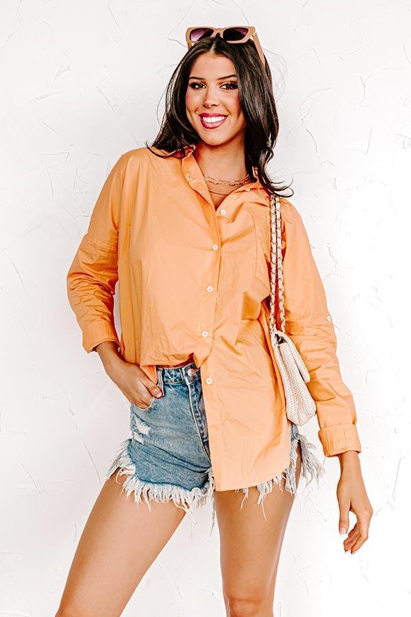 Sending Good Luck Button Up Top In Orange Product Image