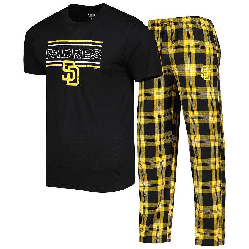 Mens Concepts Sport /Gold San Diego Padres Badge T-Shirt & Pants Sleep Set Product Image