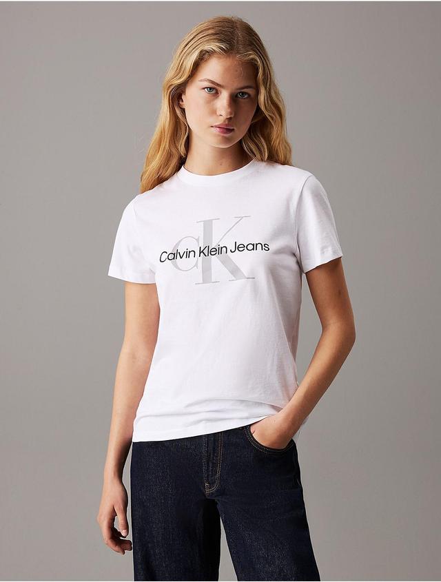 Calvin Klein Womens Monogram Logo Tee - White - S Product Image