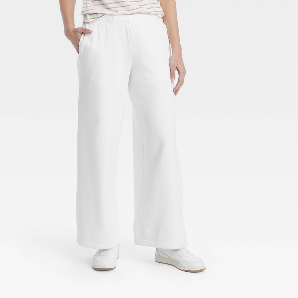 Womens High-Rise Wide Leg Sweatpants - Universal Thread White XL Product Image