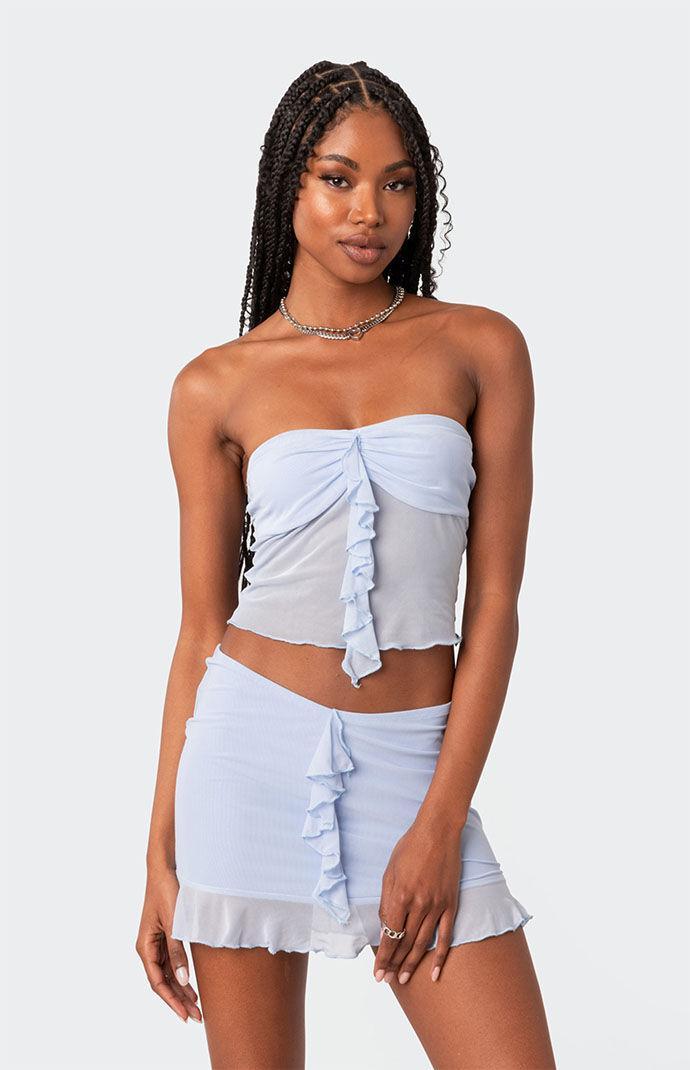 Edikted Womens Solange Ruffle Mesh Tube Top Product Image