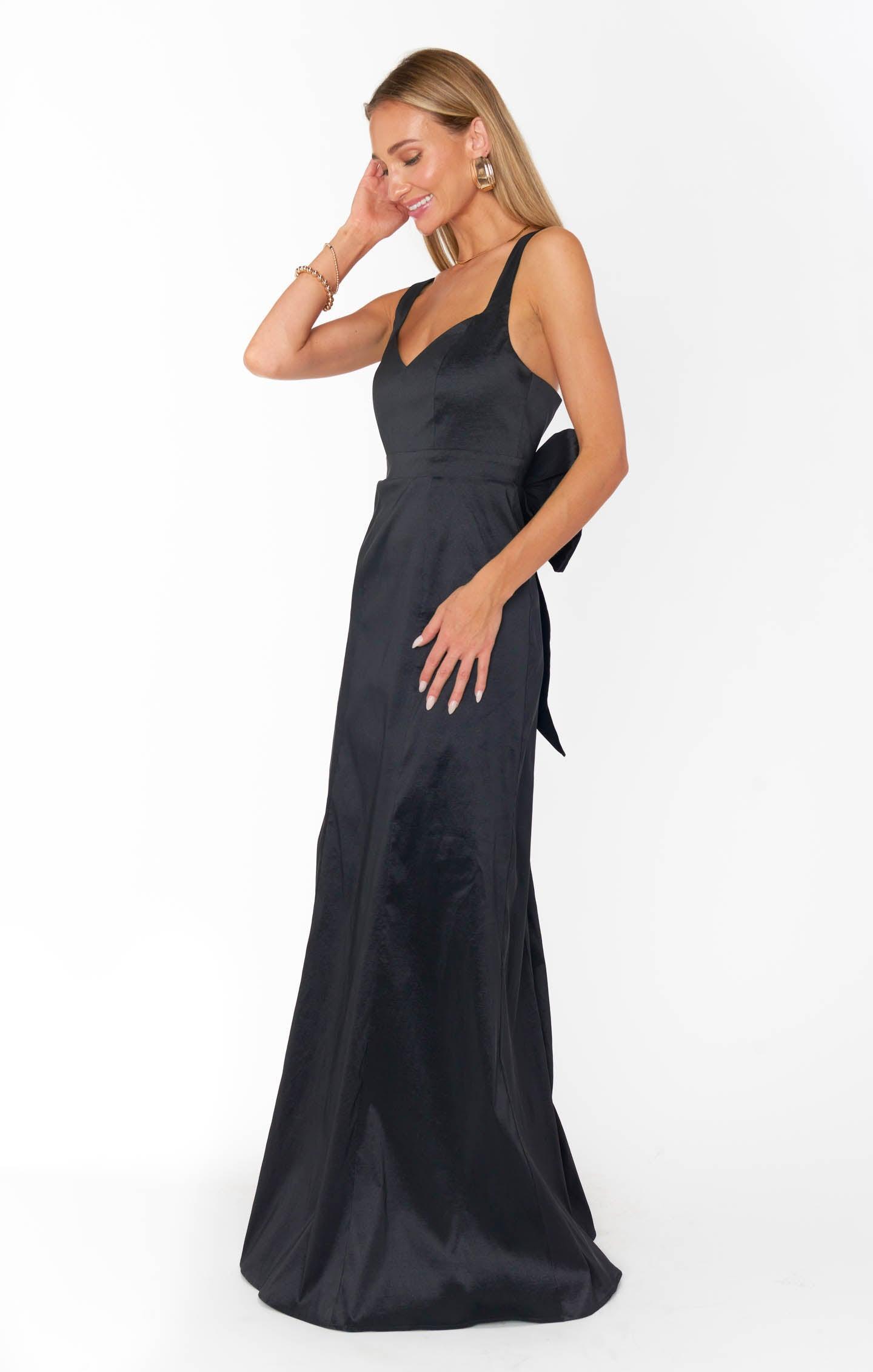 Charlotte Bow Dress ~ Black Taffeta Product Image