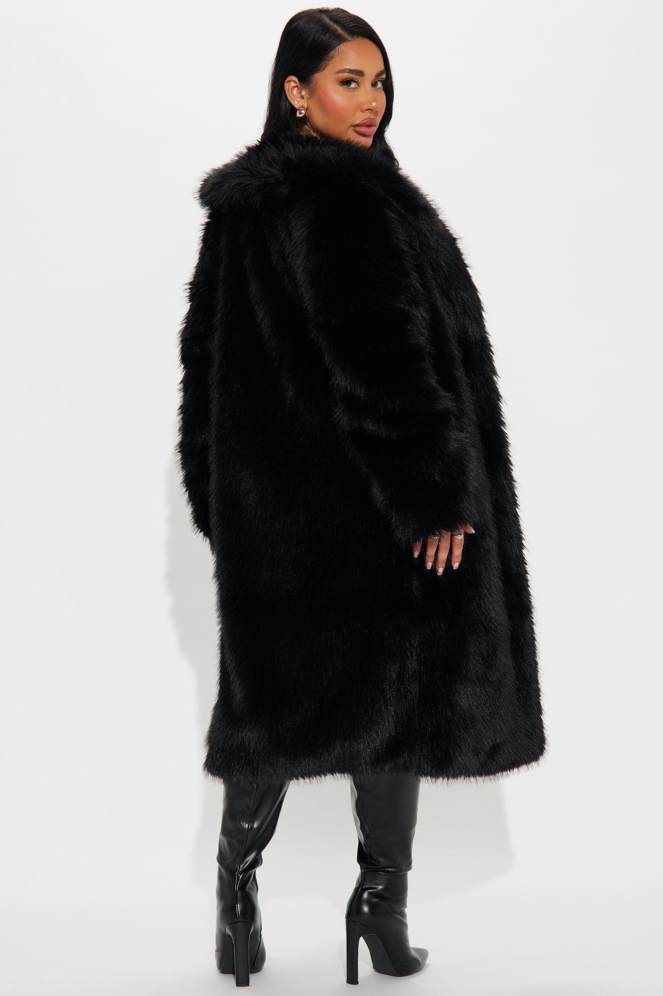 Dreamin' Big Faux Fur Coat - Black Product Image