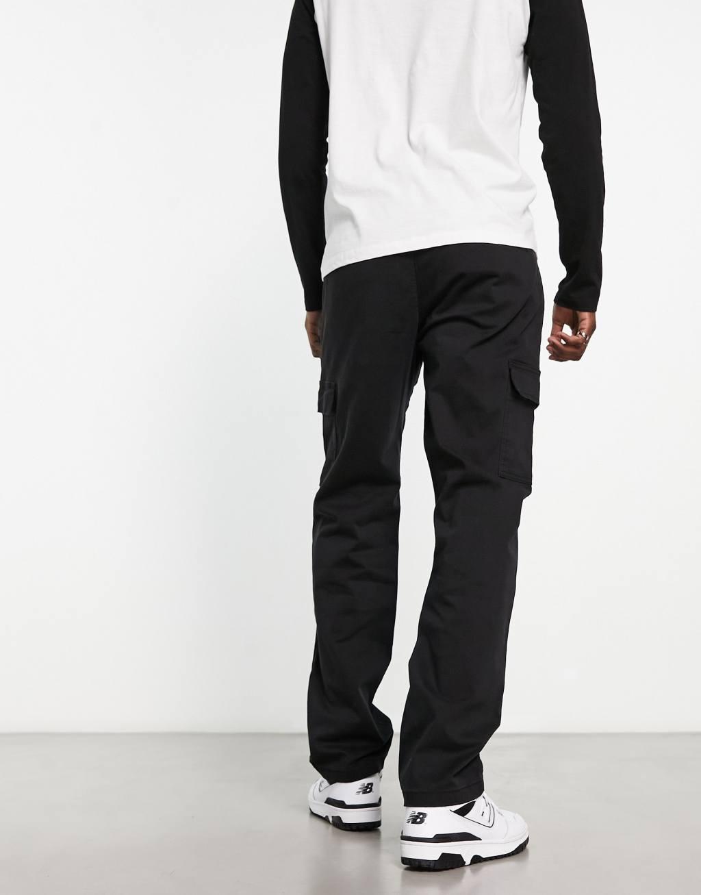 ONLY & SONS Edge straight fit cargo pants in black Product Image