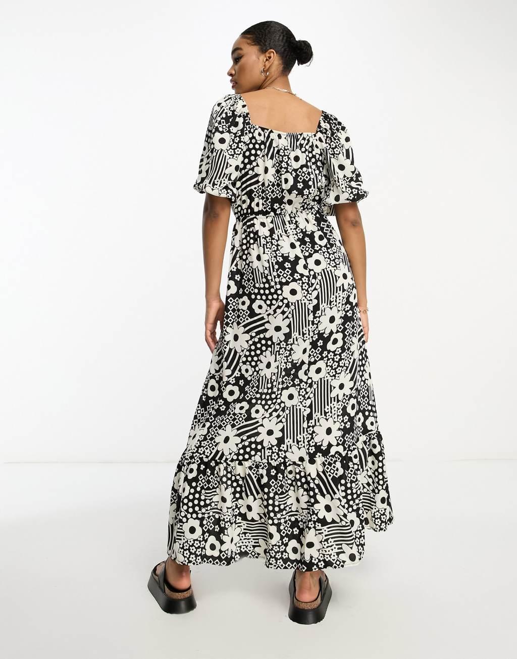 ASOS DESIGN Tall wrap bodice button up skirt with pep hem midi dress Product Image