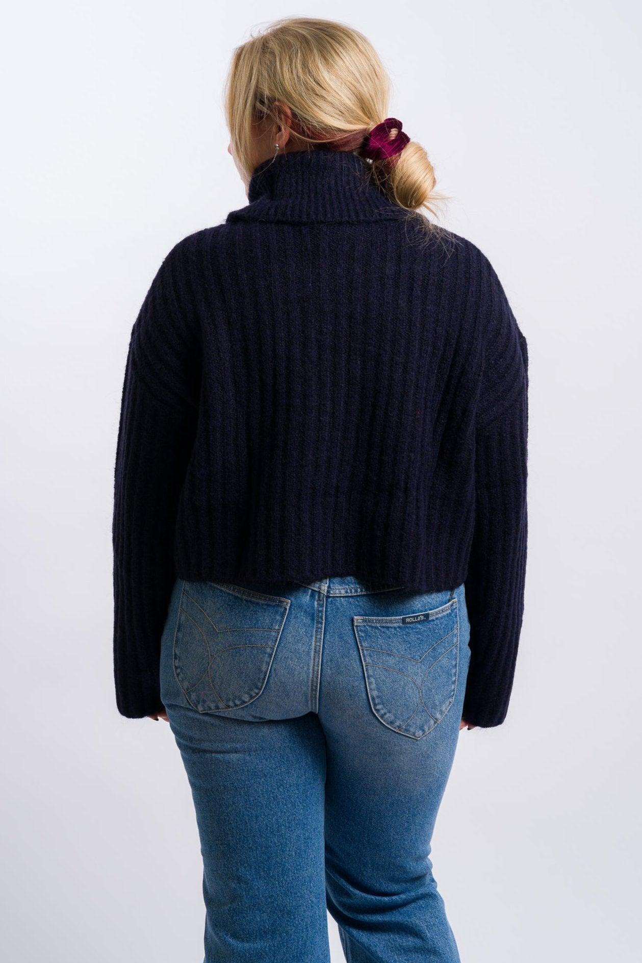 Nia Bruni Turtleneck Knit Sweater - Navy Female Product Image