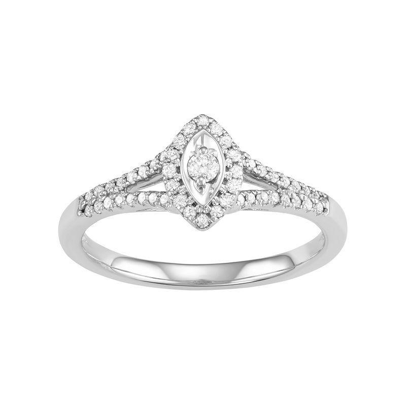 10k White Gold 1/4 Carat T.W. Diamond Marquise Engagement Ring, Womens Product Image