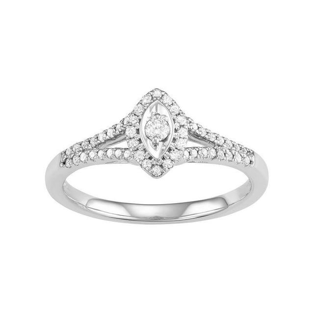 10k White Gold 1/4 Carat T.W. Diamond Marquise Engagement Ring, Womens Product Image