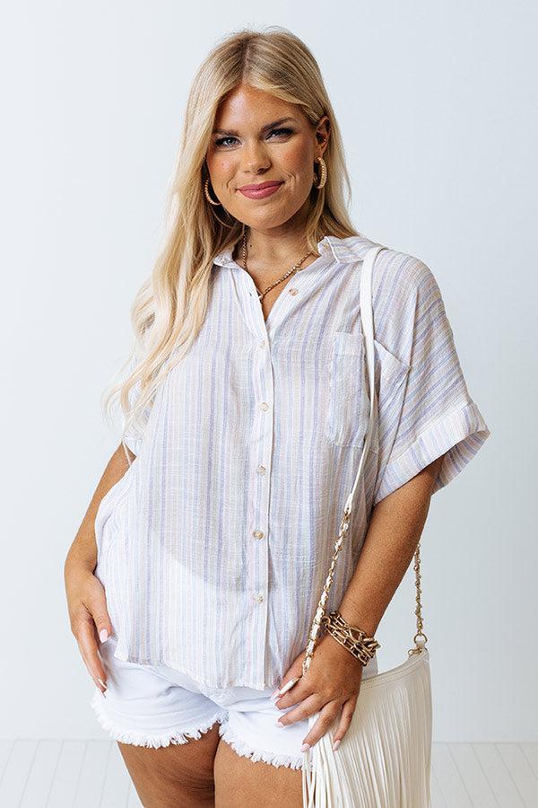 Saltwater Taffy Button Up Top In Lavender Curves Product Image