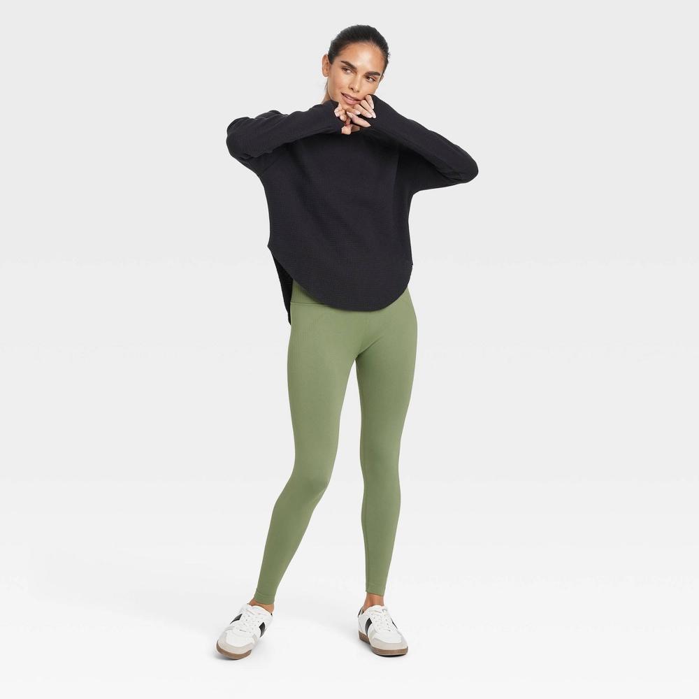 Womens Waffle Leggings-Friendly Long Sleeve Top - JoyLab Black XL Product Image