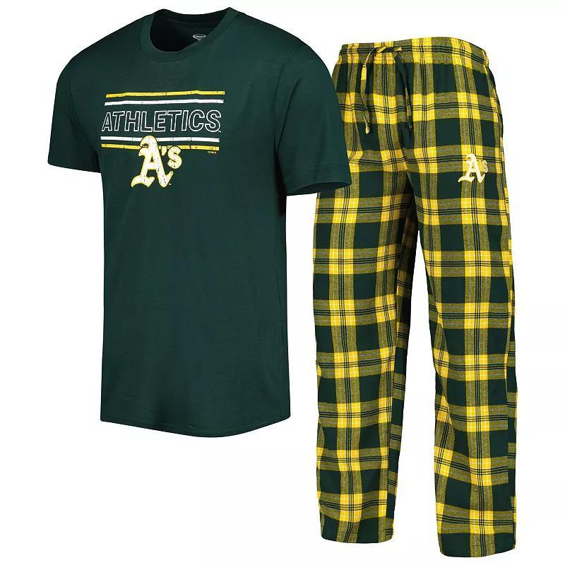 Mens Concepts Sport Green/Gold Oakland Athletics Badge T-Shirt & Pants Sleep Set Product Image