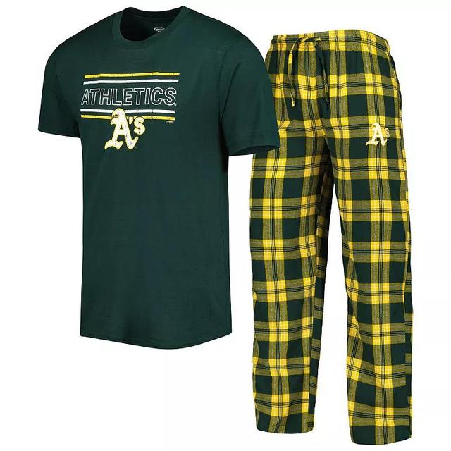 Mens Concepts Sport Green and Gold Oakland Athletics Badge T-shirt and Pants Sleep Set - Green Product Image