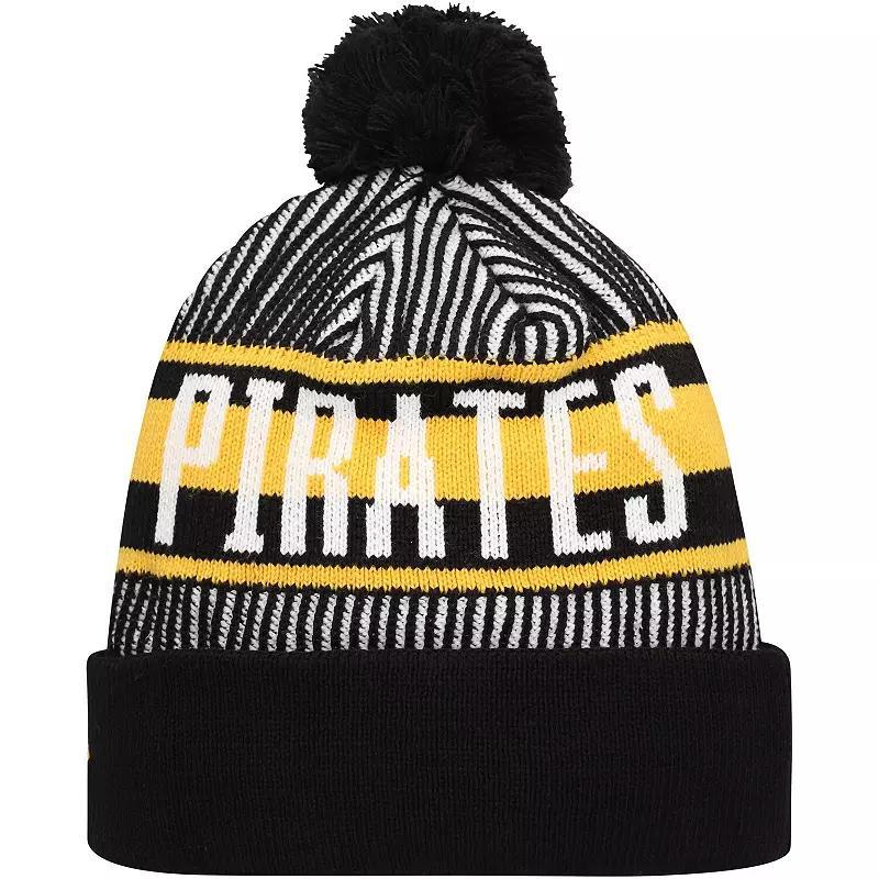 Mens New Era Pittsburgh Pirates Striped Cuffed Knit Hat with Pom Product Image