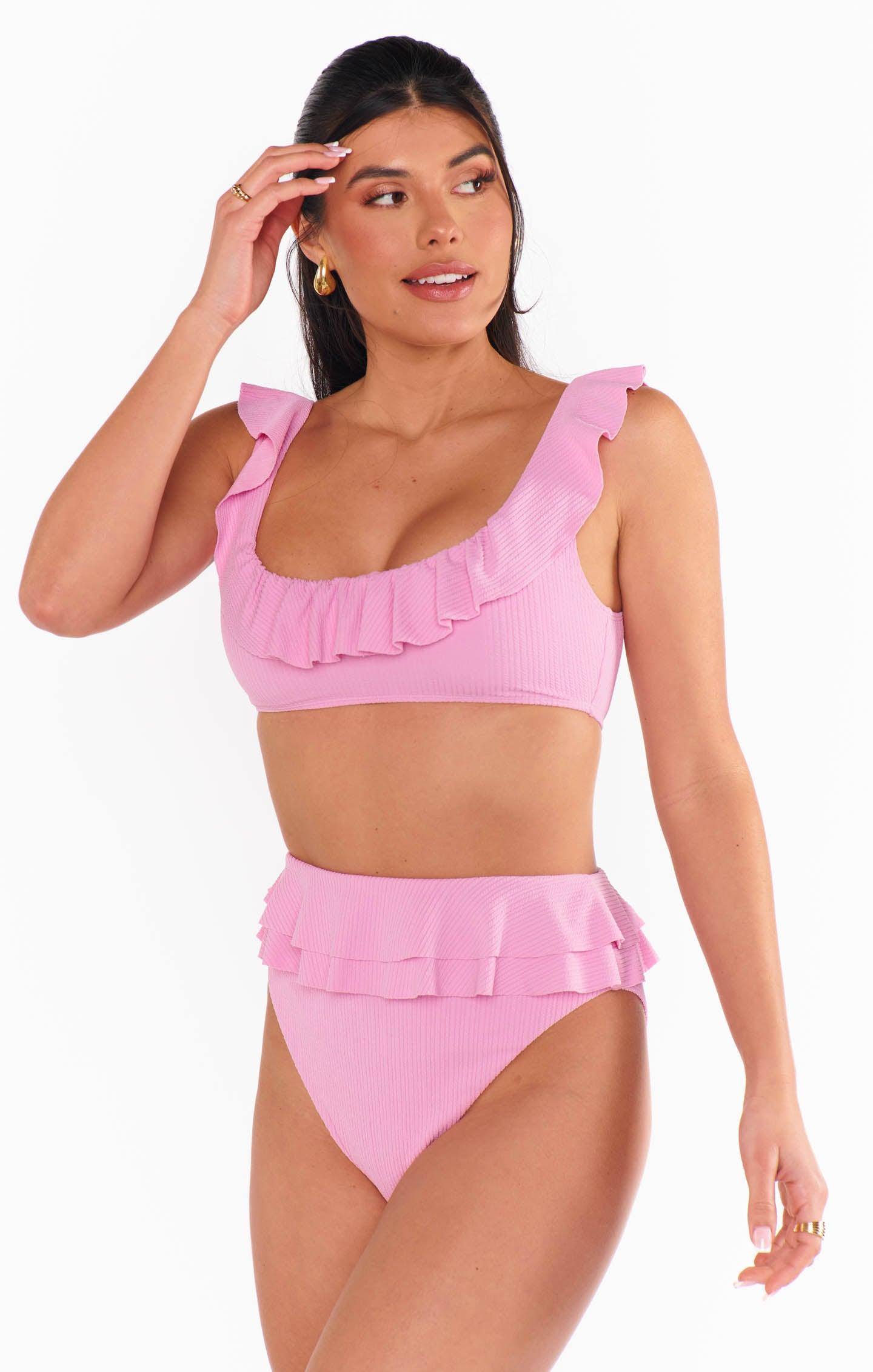 Island Double Ruffle Bottom ~ Pink Sands Rib Scrunch Product Image