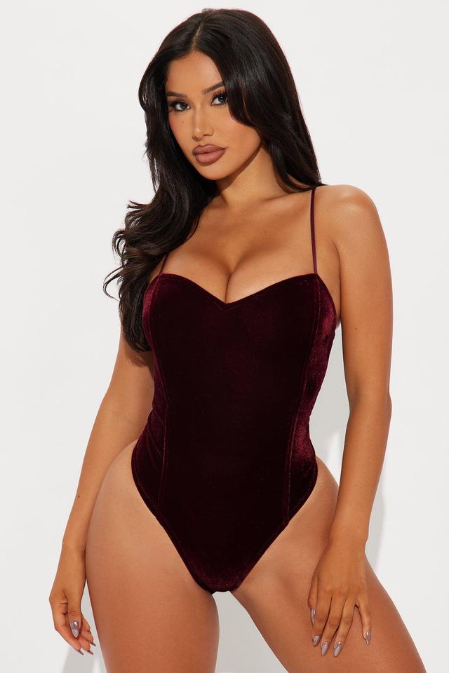 Valencia Velvet Bodysuit - Burgundy Product Image