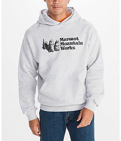 Marmot Mens Mmw Logo Fleece Pullover Hoodie Sweatshirt Product Image