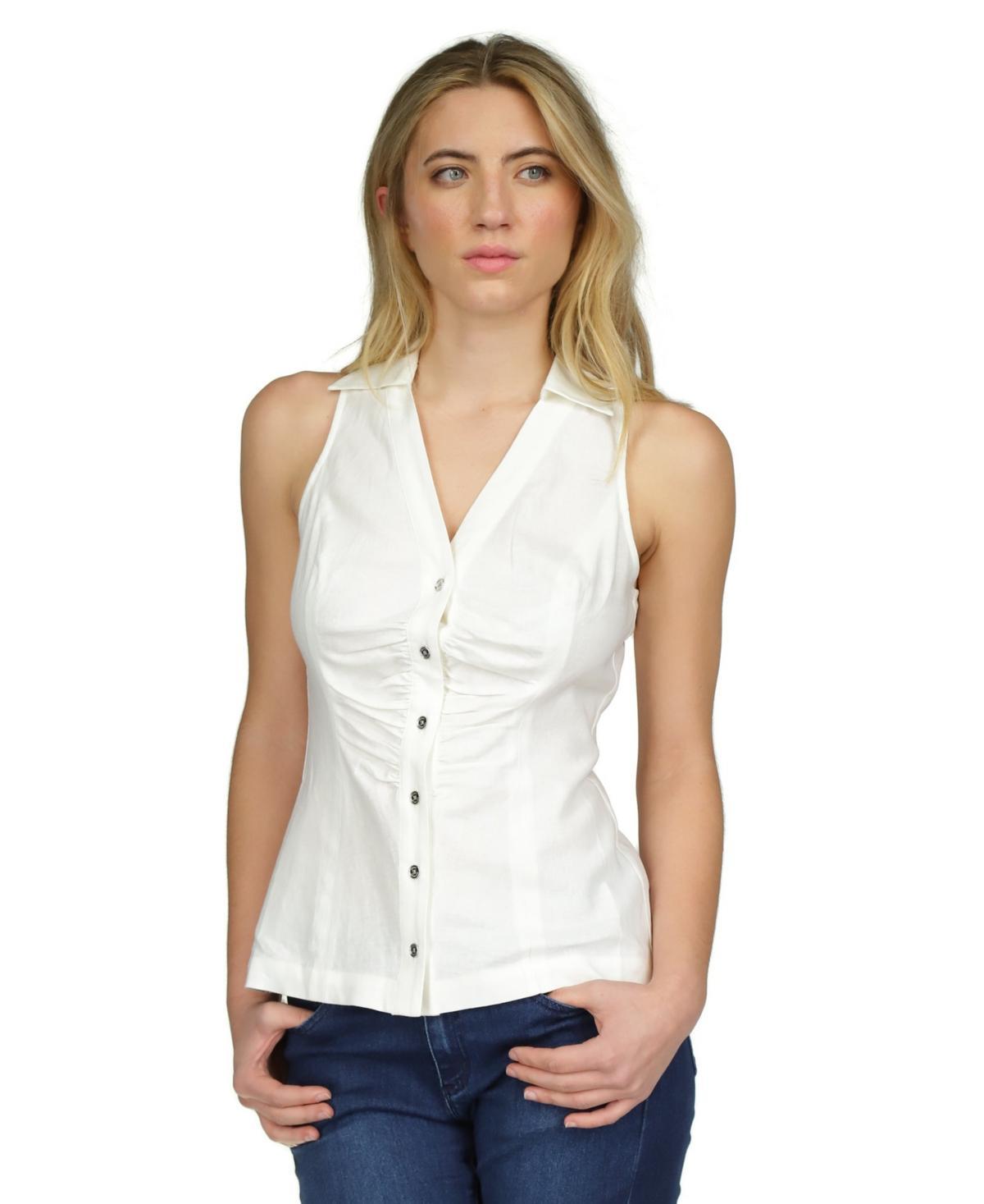 Michael Michael Kors Womens Linen Sleeveless Button-Front Top product image