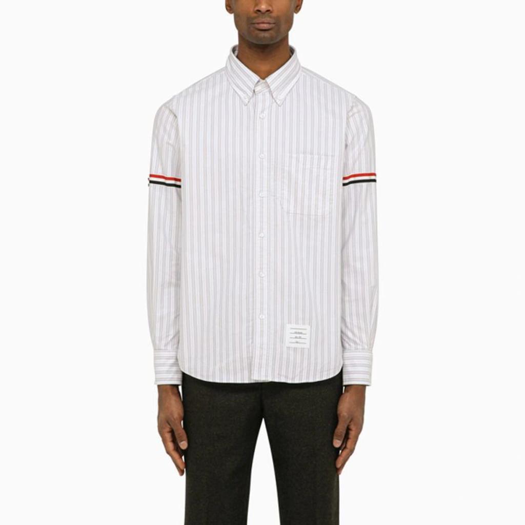 THOM BROWNE Striped Buttoned Shirt In Gray Product Image