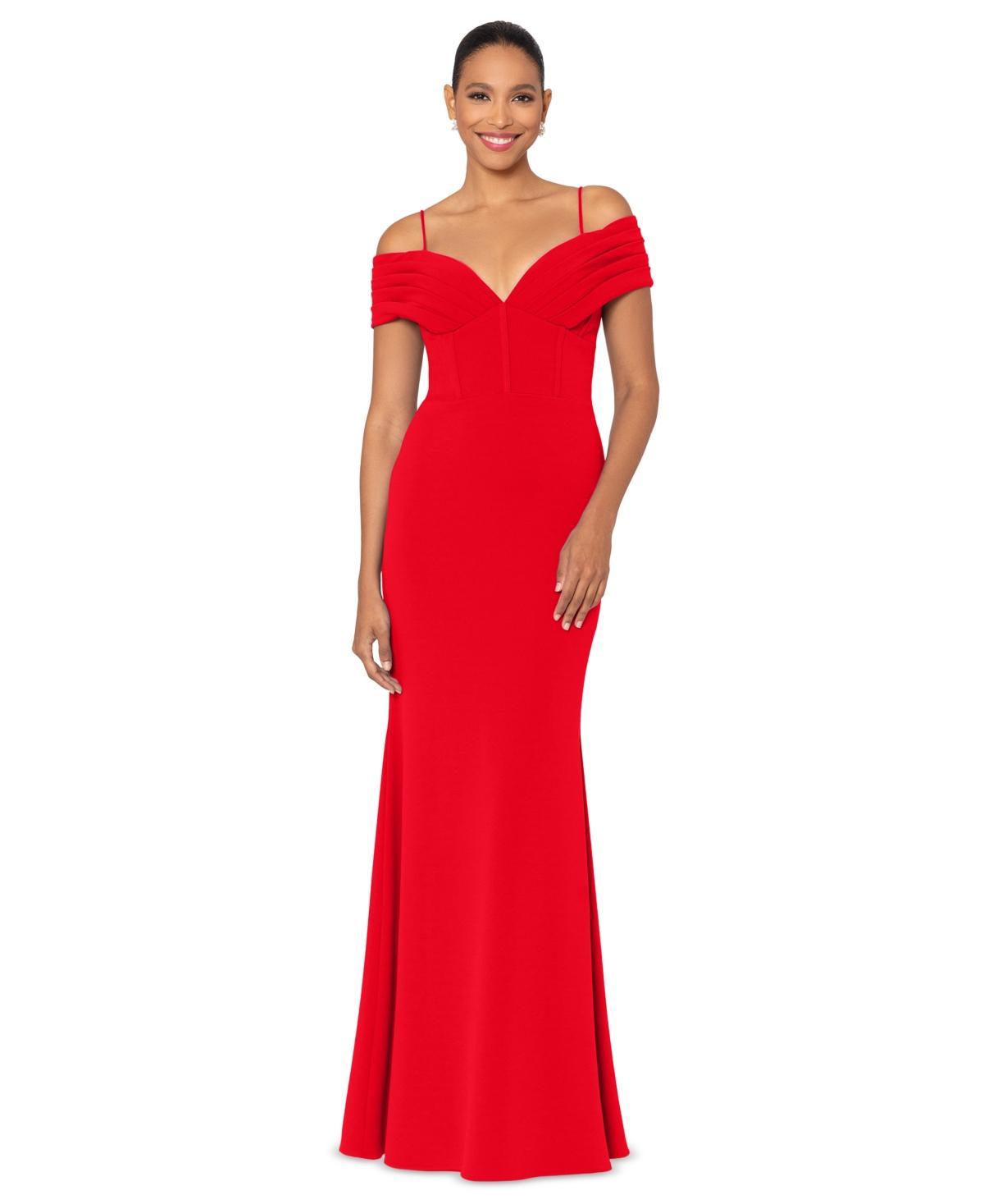 Betsy & Adam Womens Corset Off-The-Shoulder Gown Product Image