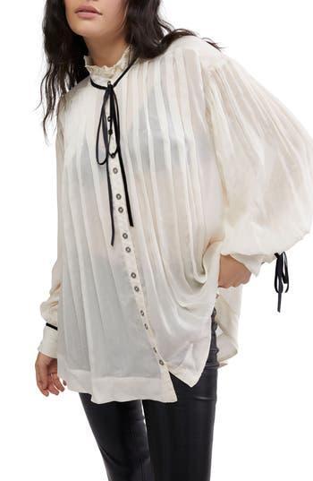 FREE PEOPLE Olivia Ruffle Pleated Top In Ivory Product Image