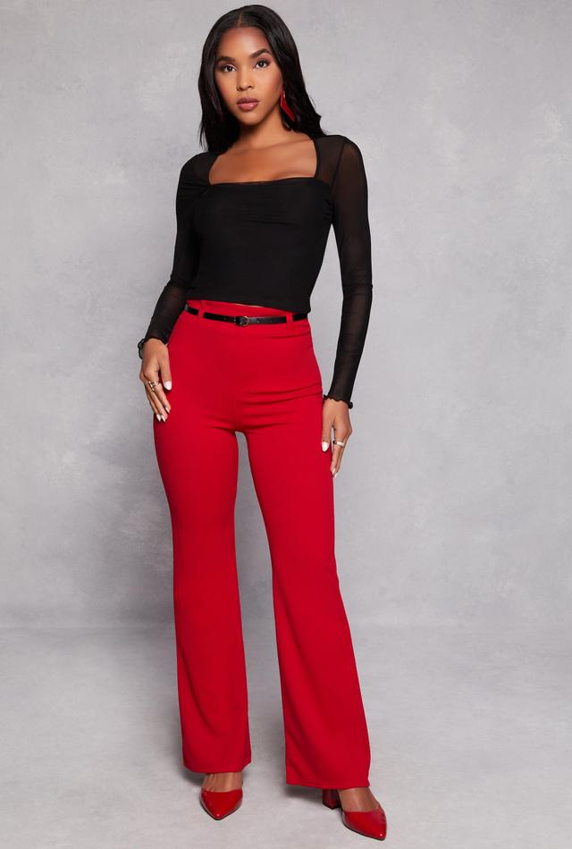 Womens Belted High Waist Dress Pants Product Image