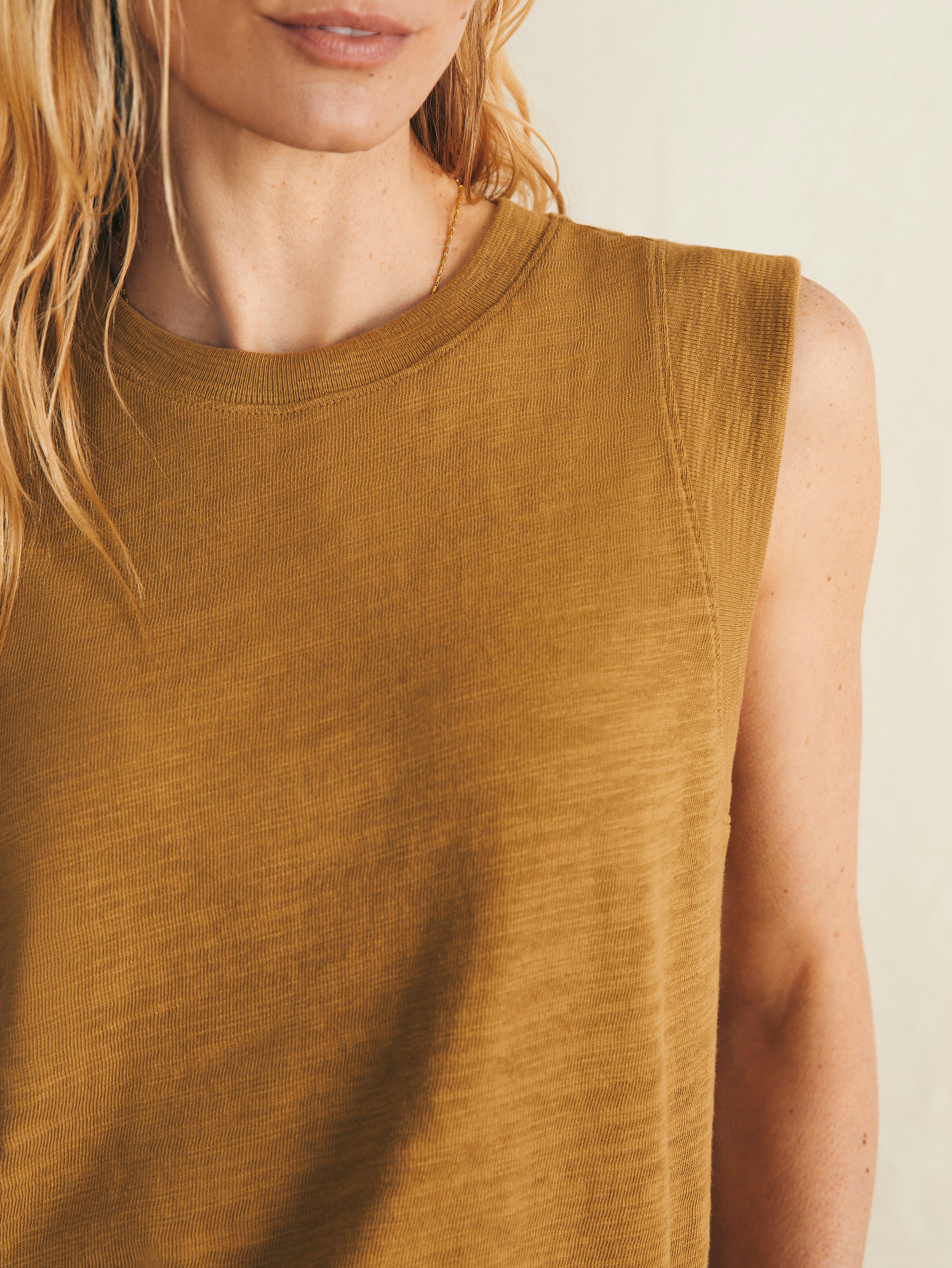 Sunwashed Slub Muscle Tank - Antique Bronze Female Product Image