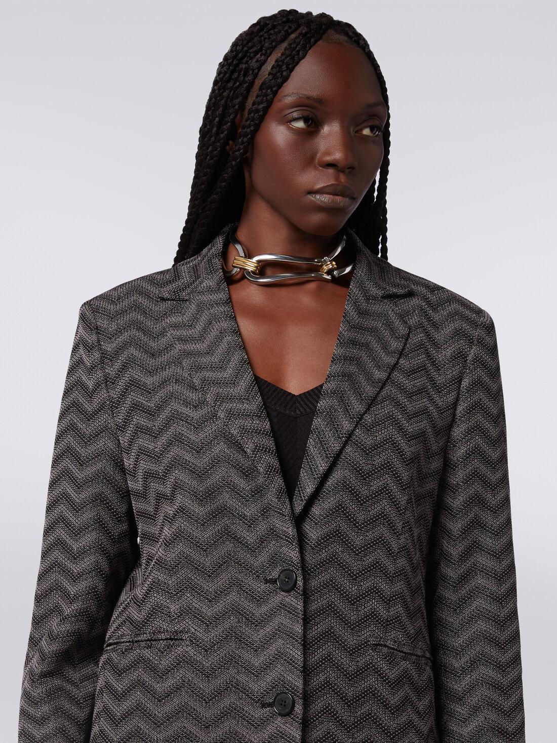 Cotton chevron single-breasted blazer Black | Missoni Product Image