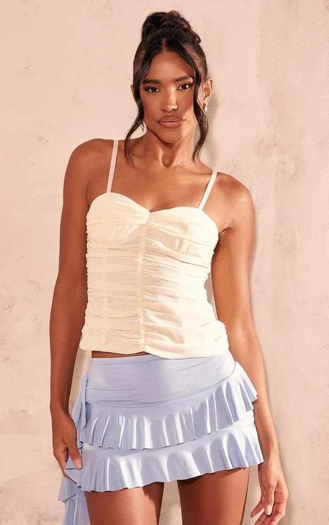 Cream Chiffon Extreme Ruched Cami Top Product Image