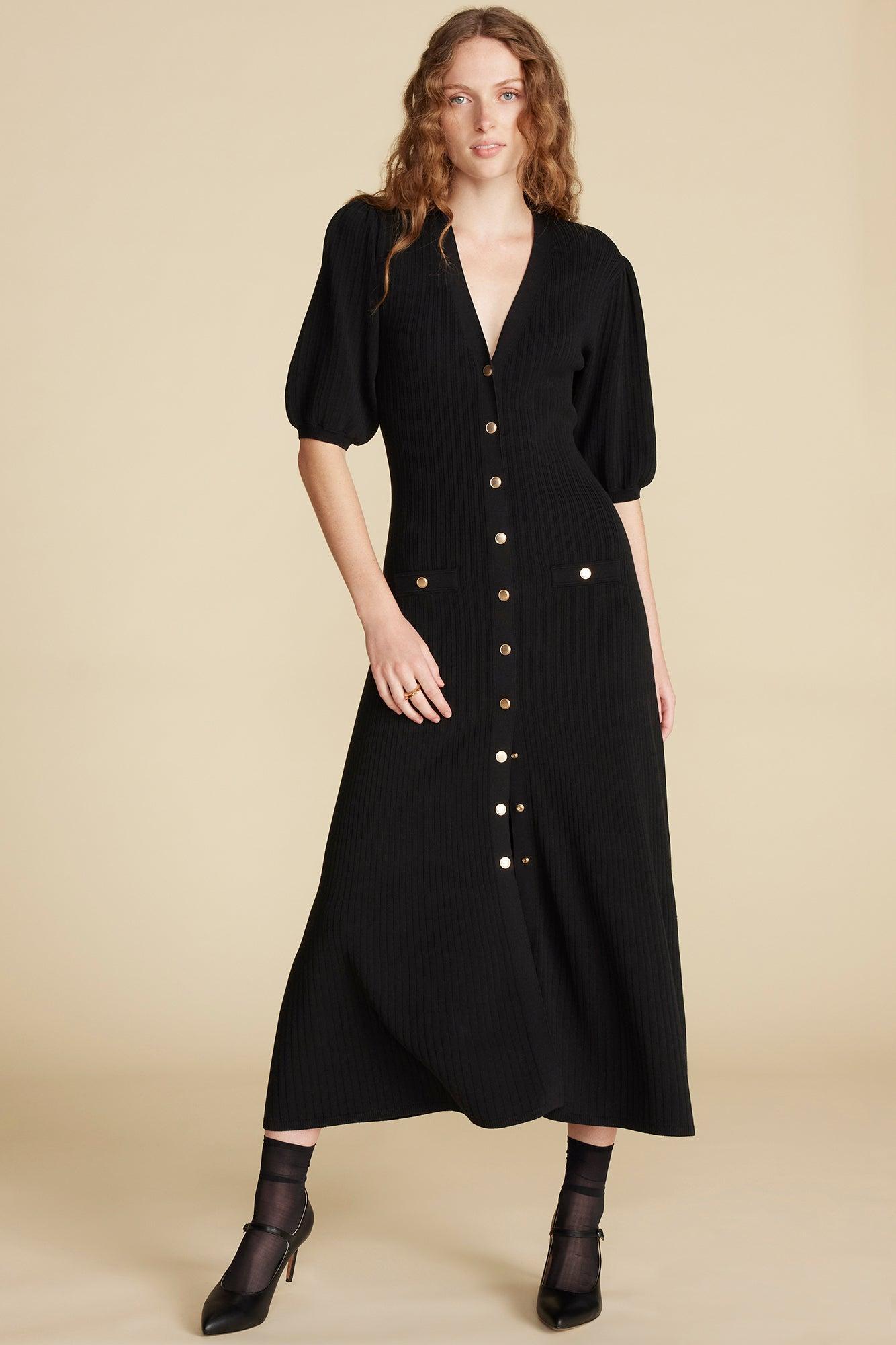 Benoite Knit Shirt Dress - Black Product Image