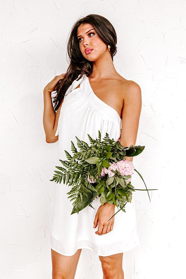 Flirty At Heart Satin Shift Dress In White Product Image