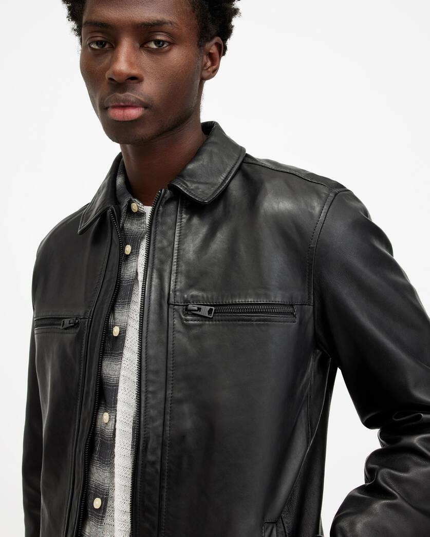 Luck Slim Front Zip Up Leather Jacket Product Image