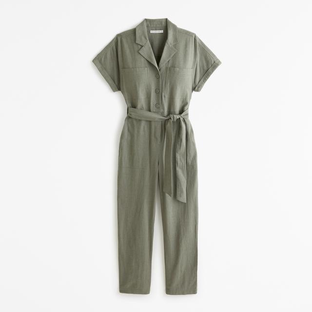 Linen-Blend Utility Jumpsuit Product Image