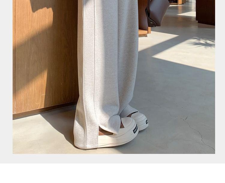 Elastic Waist Plain Slit Wide Leg Pants (Various Designs) Product Image