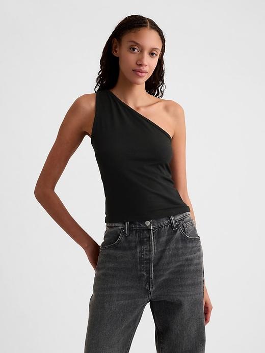 Modern One-Shoulder Cropped Tank Top Product Image