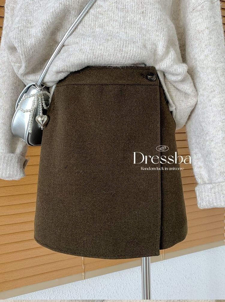 High Waist Plain Mini Skort Product Image