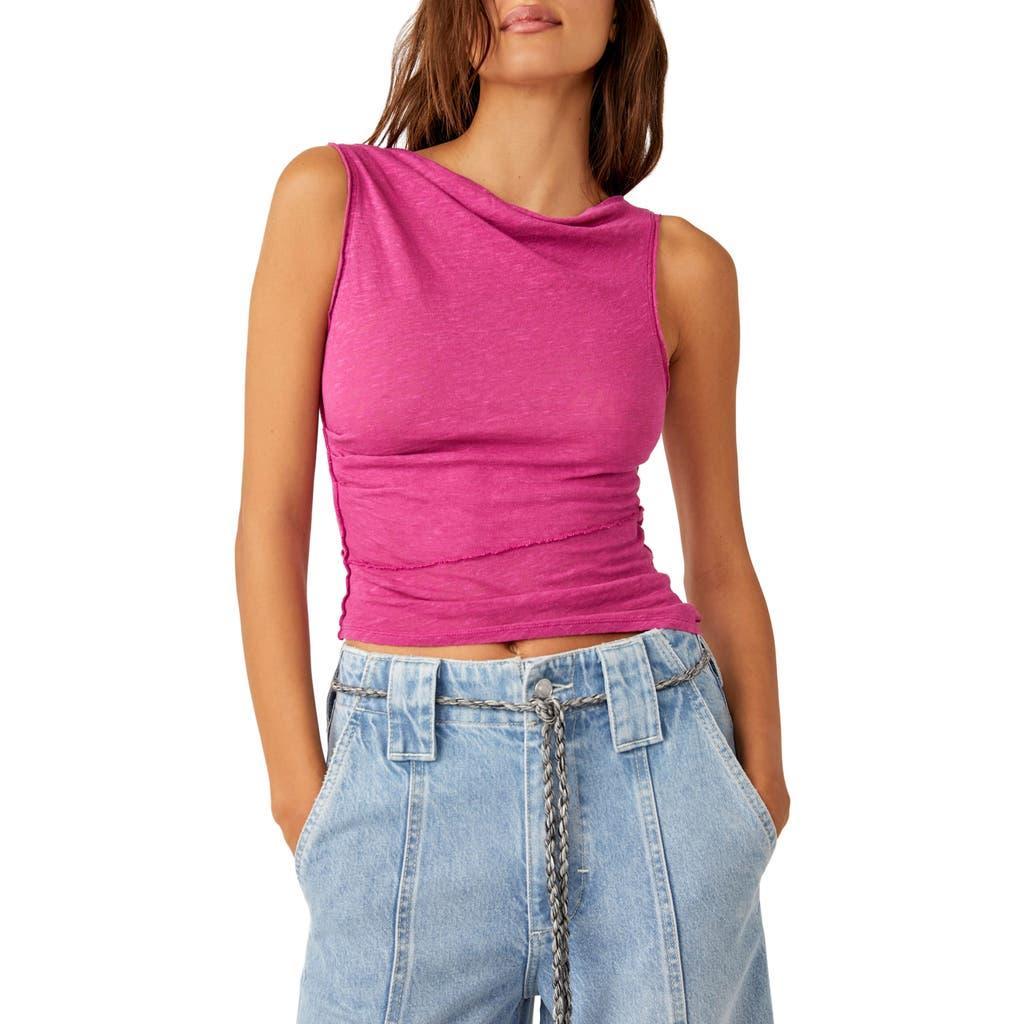 Fall For Me Sleeveless Linen Blend Knit Top In Dragonfruit Punch Product Image