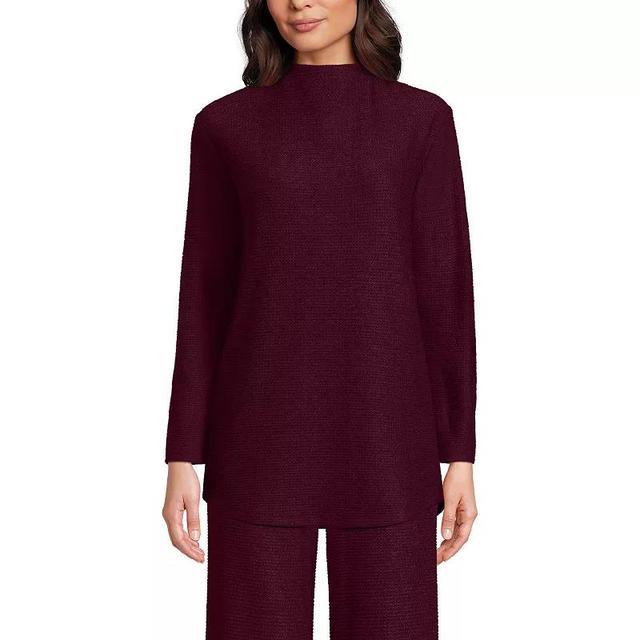 Petite Lands End Cable Ottoman Relaxed Long Sleeve Funnel Neck Tunic, Womens Coriander Grey Product Image