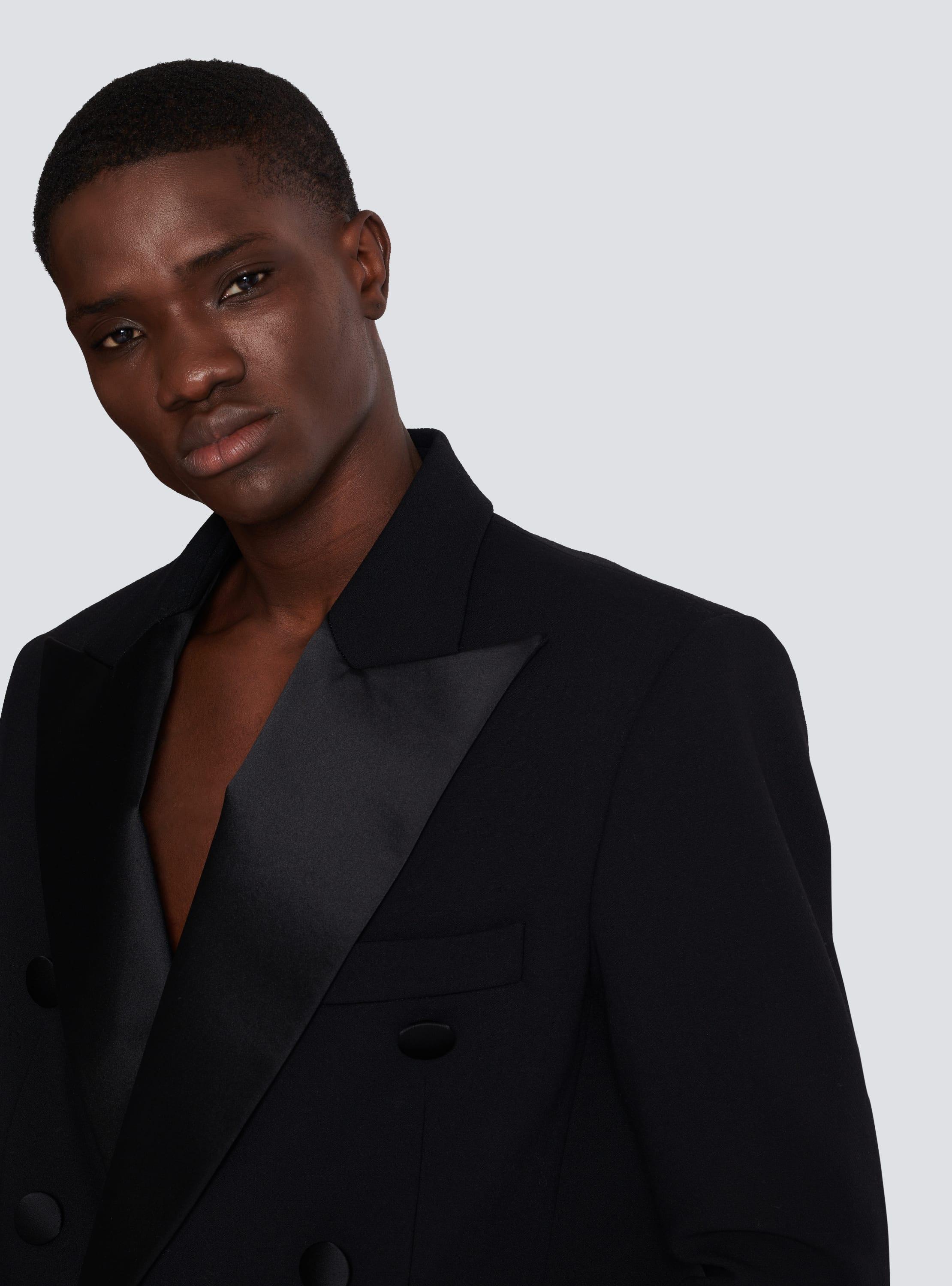 Cropped double crepe jacket Product Image