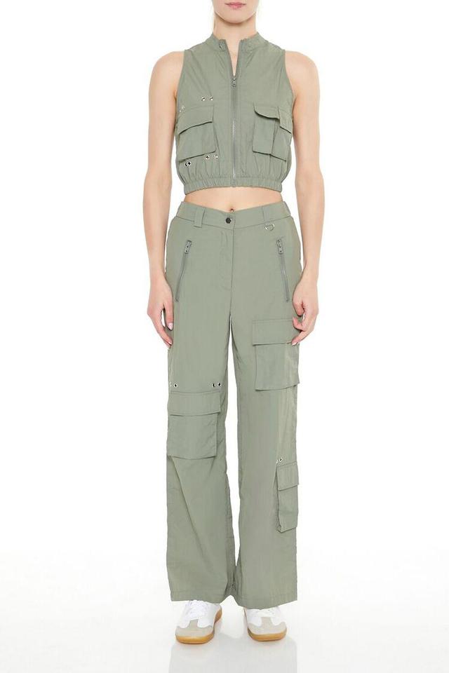 Mid-Rise Wide-Leg Cargo Pants | Forever 21 Product Image