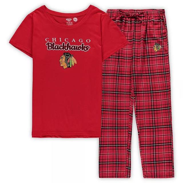 Womens Concepts Sport Red Chicago Blackhawks Plus Size Lodge T-shirt and Pants Sleep Set Product Image