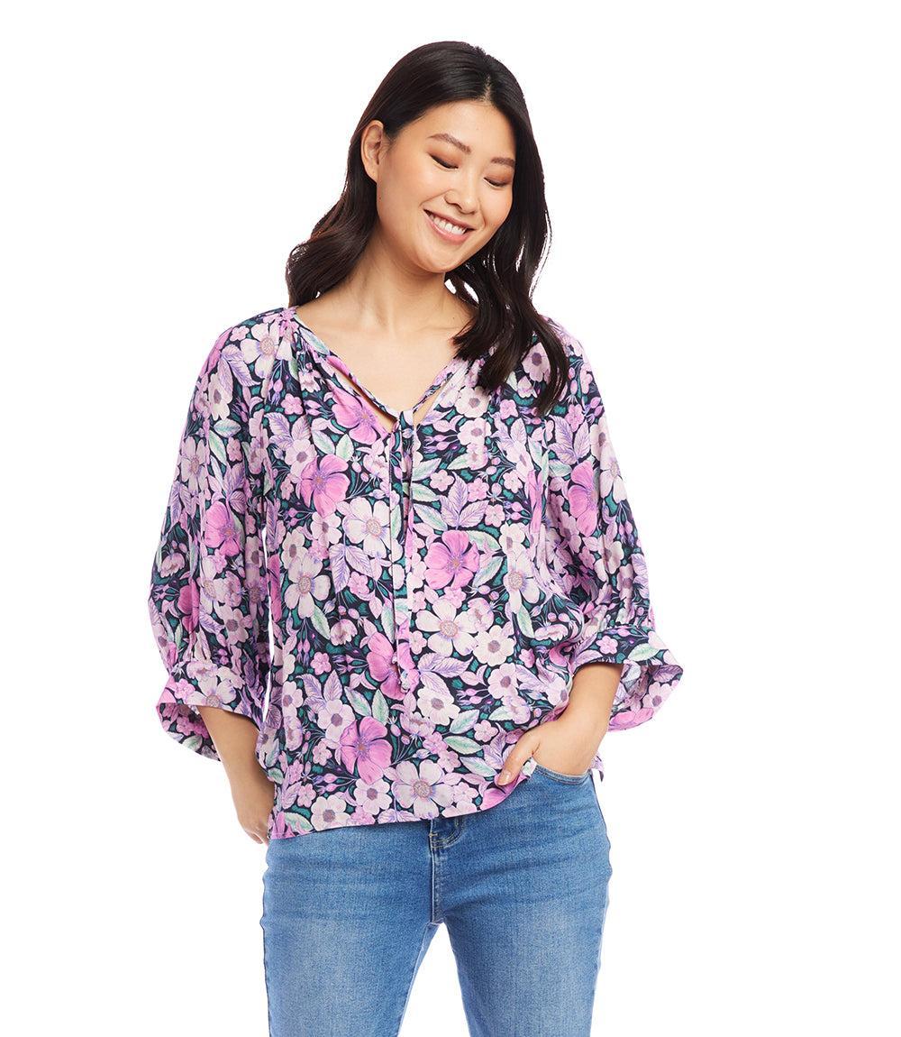 Karen Kane Floral Blouson Sleeve Top Product Image