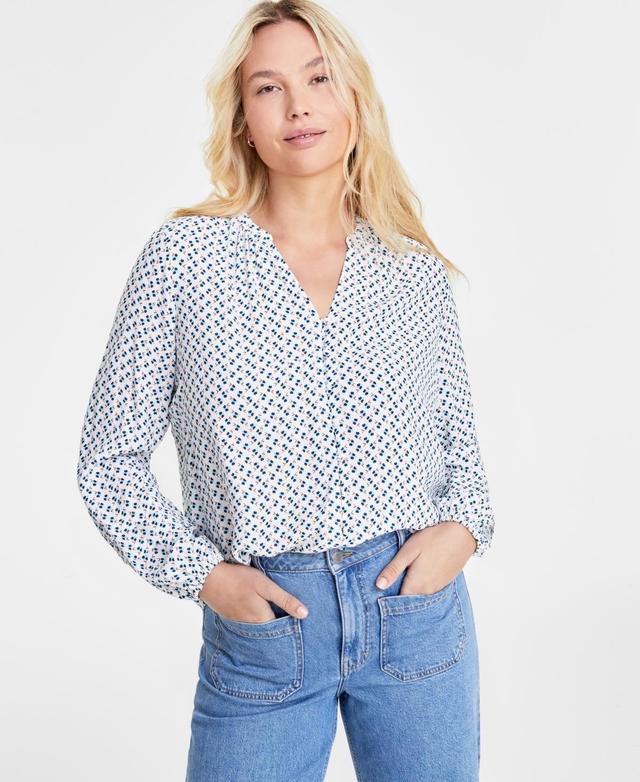 On 34th Womens Long-Sleeve Pintucked Blouse, Created for Macys Product Image